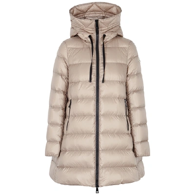 Shop Moncler Suyen Stone Quilted Shell Coat In Beige
