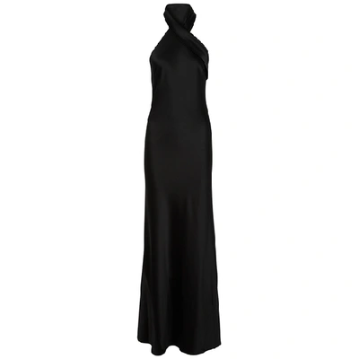Shop Galvan Pandora Black Satin Gown