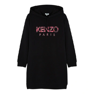 Shop Kenzo Black Logo Cotton Sweatshirt Dress