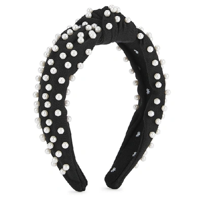 Shop Lele Sadoughi Black Embellished Canvas Headband