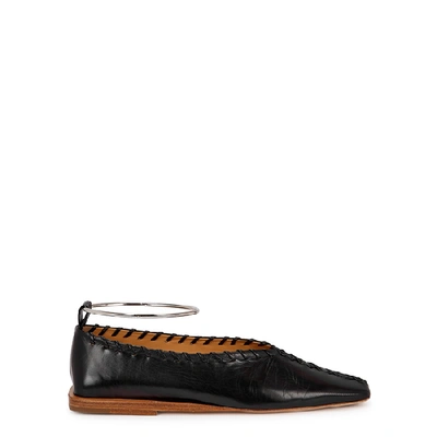 Jil Sander Ring Whipstitch-trimmed Leather Ballet Flats In Multi