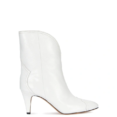 Shop Isabel Marant Dythey 80 White Leather Ankle Boots