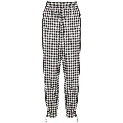 Shop Adam Selman Sport Checked Shell Sweatpants In Black And White
