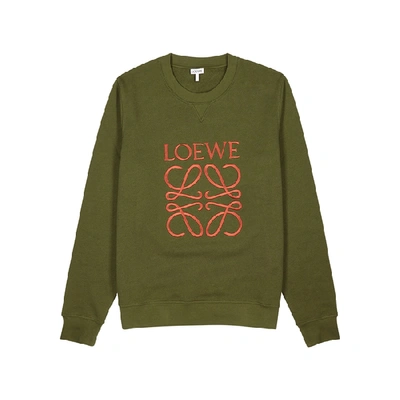 Shop Loewe Green Cotton-jersey Sweatshirt