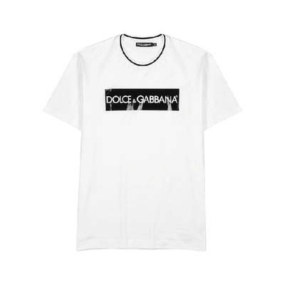 Shop Dolce & Gabbana White Logo Stretch-cotton T-shirt