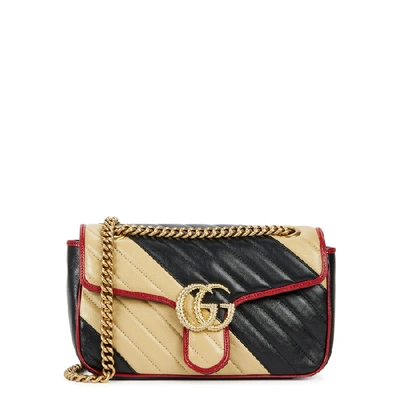 Shop Gucci Gg Marmont Small Leather Shoulder Bag In Black