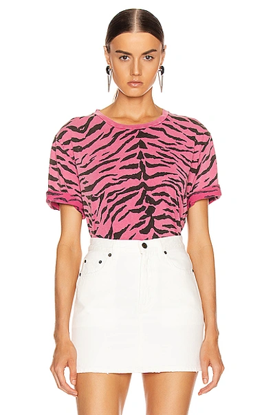 Shop Saint Laurent Zebra T Shirt In Rose & Black