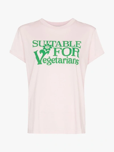Shop Stella Mccartney Suitable For Vegetarians Print Cotton T-shirt In Pink