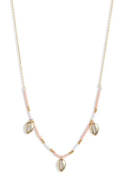 Shop Argento Vivo Seashell Charm Necklace In Coral/ Gold