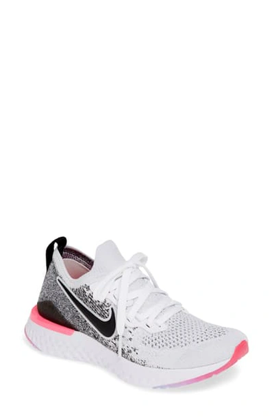 Shop Nike Epic React Flyknit 2 Running Shoe In White/ Black/ Pink/ Blue Tint