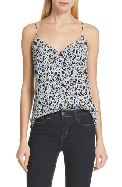 Shop L Agence Jane Print Silk Camisole In Sky Blue Sauvage