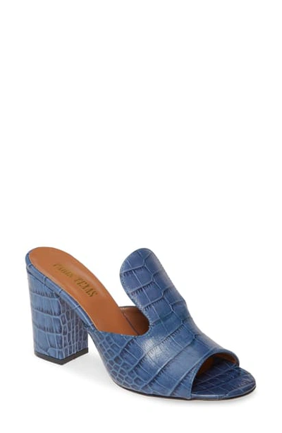 Shop Paris Texas High Mule Slide Sandal In Jeans Croco