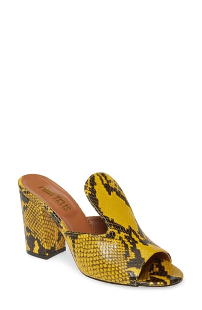 Shop Paris Texas High Mule Slide Sandal In Yellow Snake