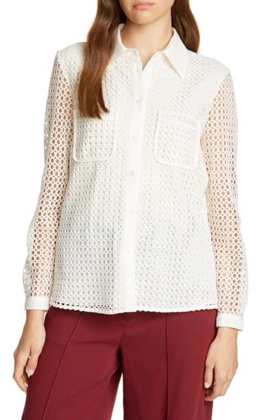 Shop Joie Merredin Circle Lace Blouse In Aged White