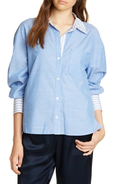 Shop Joie Drusilla Pinstripe Shirt In French Chambray