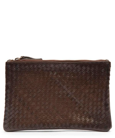 Shop Dragon Diffusion Interlaced Twin Pochette Woven Leather Cross-body Bag In Brown