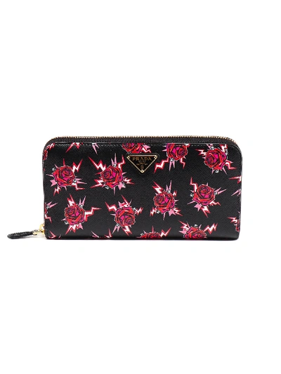 Shop Prada Wallet Saffiano Rose In Lacca