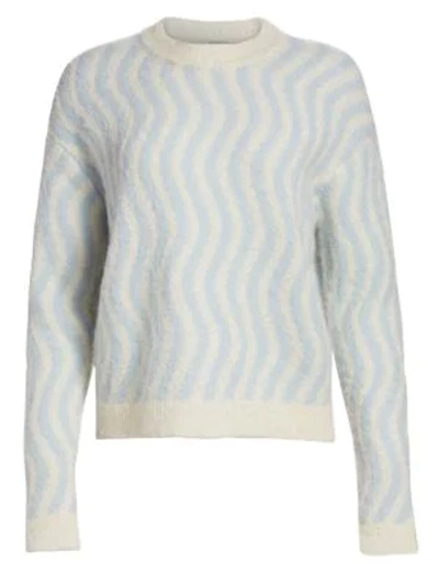 Shop Rachel Comey Powers Striped Boucle Sweater In Sky Blue Ivory
