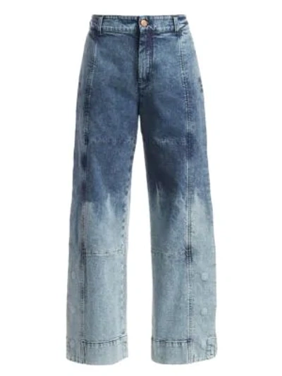 Shop See By Chloé Two-tone Acid Wash Wide Leg Jeans In Boyish Blue