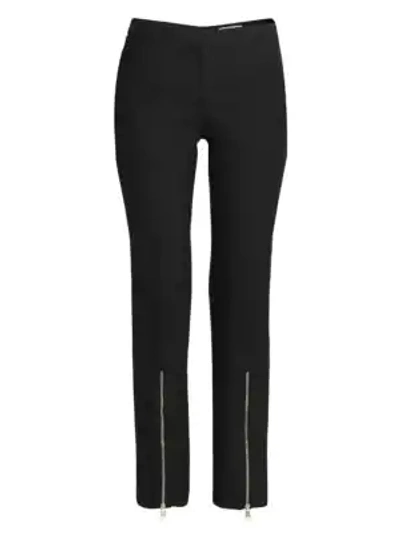 Shop Alexander Mcqueen Wool & Silk Zip Trousers In Black