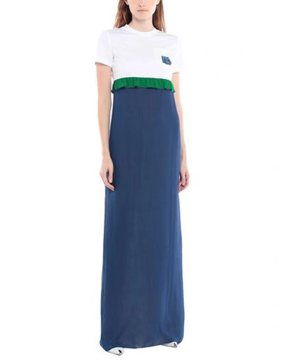 Shop Prada Long Dresses In Bright Blue