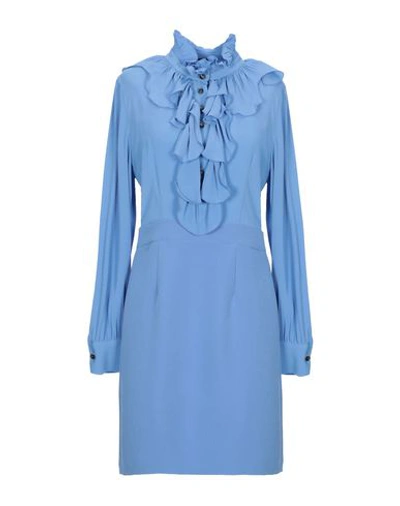 Shop Atos Lombardini Short Dress In Sky Blue