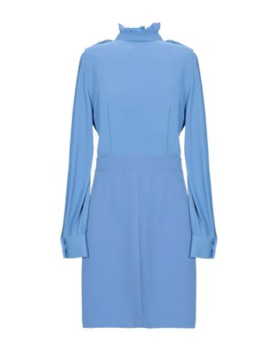 Shop Atos Lombardini Short Dress In Sky Blue