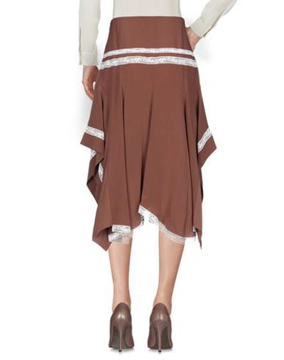 Shop Chloé Woman Midi Skirt Cocoa Size 6 Silk, Cotton, Polyamide In Brown