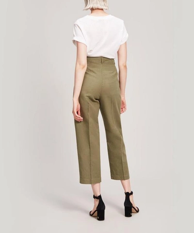 Shop Ymc You Must Create Market Linen And Cotton-blend Trousers In Green