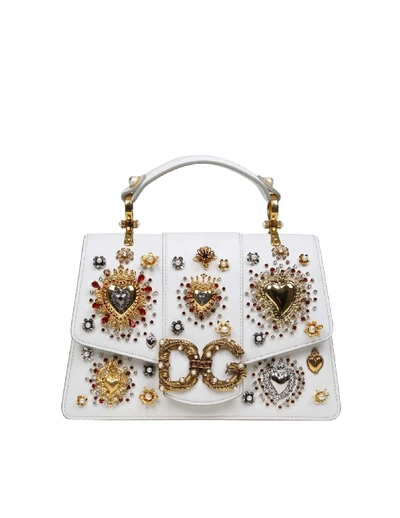 Shop Dolce & Gabbana Hand Bag Dg Love In Calfskin White Color In Optical White
