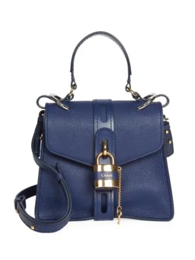 Shop Chloé Aby Leather Top Handle Bag In Captive Blue