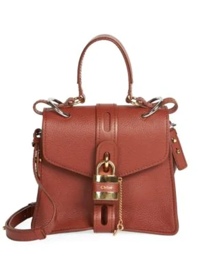 Shop Chloé Aby Leather Top Handle Bag In Sepia Brown