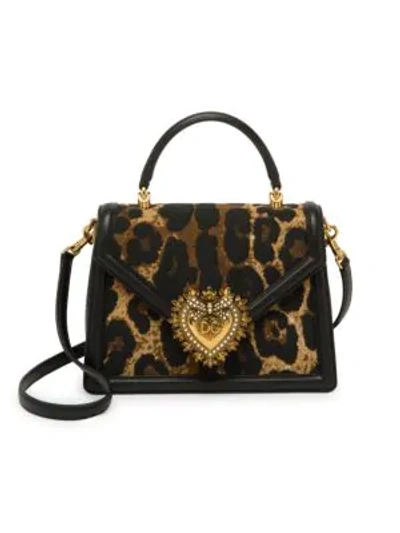 Shop Dolce & Gabbana Devotion Leopard-print Top Handle Bag In Multi