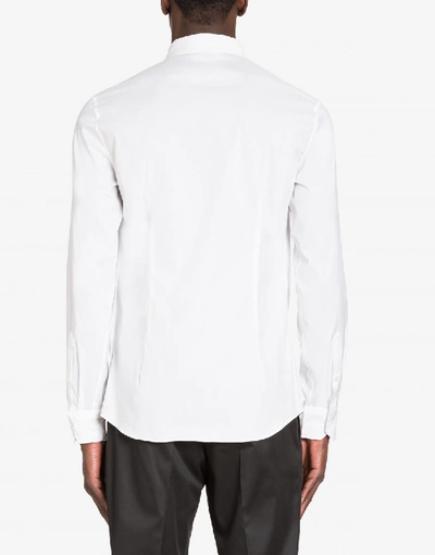 Shop Moschino Roman Double Question Mark Poplin Shirt In White
