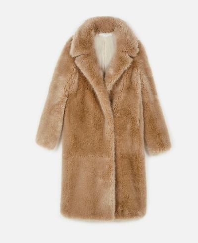Shop Stella Mccartney Beige Blinman Fur Free Fur Coat