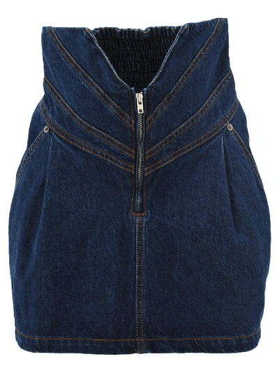 Shop Attico High-waisted Denim Skirt In Denim Blue