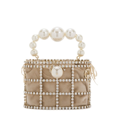 Shop Rosantica Holli Crystal-embellished Top Handle Bag In Pearl