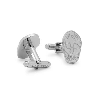 Shop Alexander Mcqueen Skull Silver-tone Cufflinks