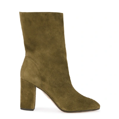 Shop Aquazzura Boogie 110 Khaki Suede Boots