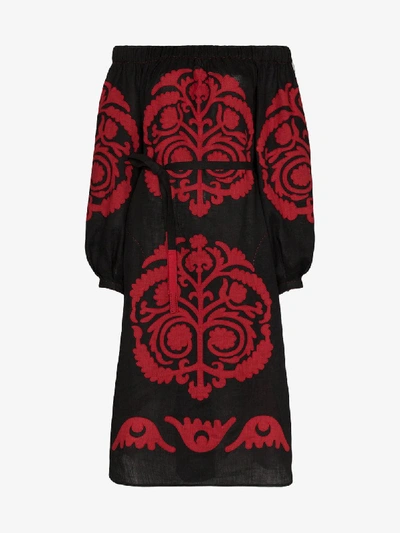 Shop Vita Kin Palladium Off-the-shoulder Embroidered Dress In Black