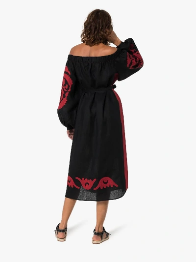 Shop Vita Kin Palladium Off-the-shoulder Embroidered Dress In Black
