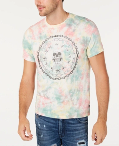 Shop Guess Men's Skull Graphic Tie Dye T-shirt In White