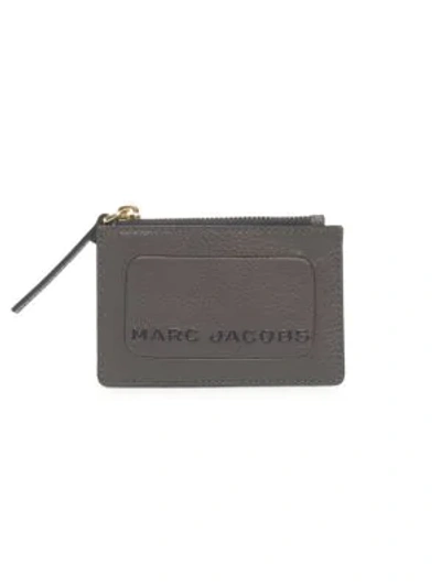 Shop Marc Jacobs The Box Zip Leather Card Case In Ash