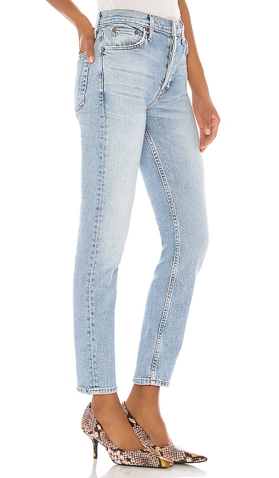 Shop Re/done High Rise Ankle Crop Jean In Pale Indigo