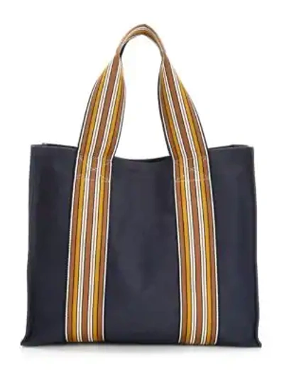 Shop Loro Piana Women's The Suitcase Stripe Cotton Tote In Black