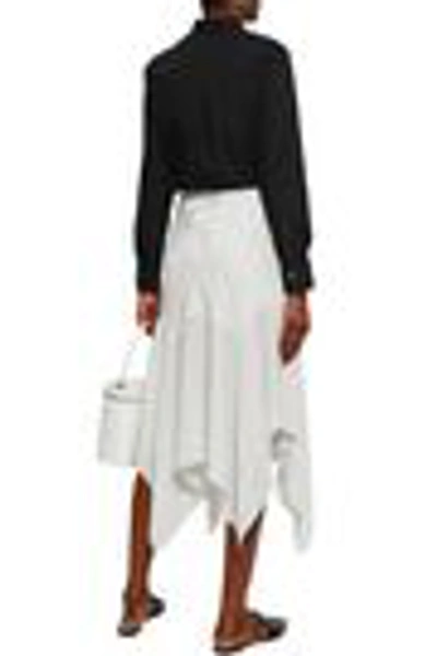 Shop Amanda Wakeley Woman Paneled Cotton-poplin And Piqué Shirt Black