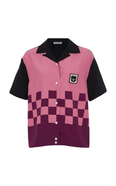 Shop Miu Miu Jockey Button Down Shirt In Pink