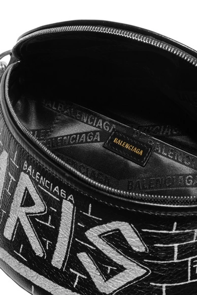 Shop Balenciaga Souvenir Xxs Aj Printed Textured-leather Belt Bag In Black