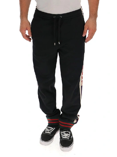 Shop Gucci Technical Jersey Pant In Black/ivory/live Red