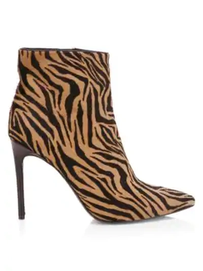 Shop Alice And Olivia Women's Celyn Zebra-print Calf Hair Ankle Boots In Tan Black